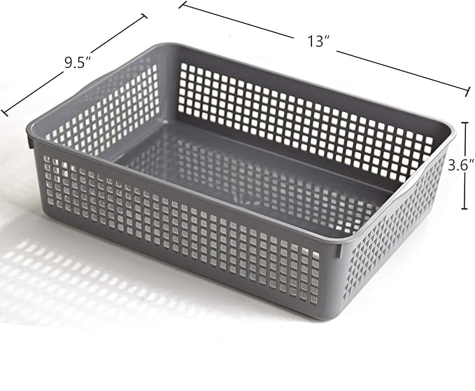 Aebeky A4 Size Plastic Paper Storage Trays,Desktop File Organizer Baskets,6-Packs (Grey)