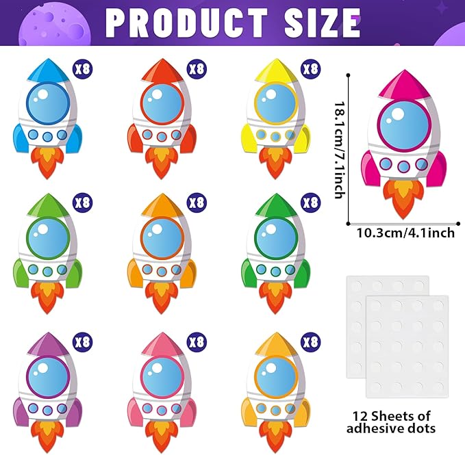 gisgfim 80Pcs Rocket Cutouts Back to School Decorations Bulletin Board Outer Space Paper Cut-Outs Classroom Decor for Boy Girl DIY Craft Photo Wall Door Kindergarten Preschool Party Favor Supply