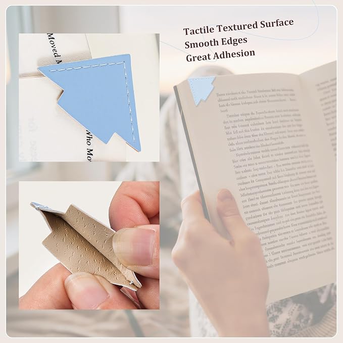 8 Pcs Colorful Geometric Shaped Leather Bookmarks, Stylish Corner Page Accessories, Geometric Themed Book Page Holders, Durable Book Markers for Reading, Reading Gifts for Women Teens & Book Lovers