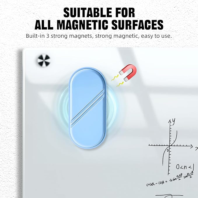 Magnetic Detachable Dry Erase Eraser, Glass Board Erasers, 1 Pack, Whiteboard Eraser for Dry Erase Board, Glass Board, Calendar Board, Office and School Supplies (Blue)