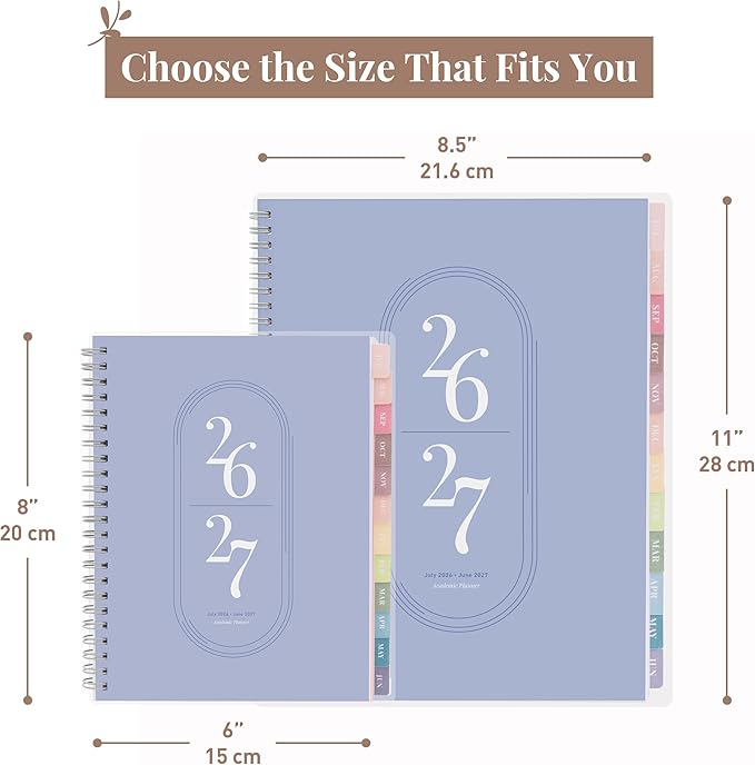 Rileys Academic Planner 2026-2027, Daily, Weekly & Monthly Planner, July 2026 - June 2027, Student Notes Pages, Twin-Wire Binding, Weekly Agenda for School & Work (8 x 6-Inches, Blue)