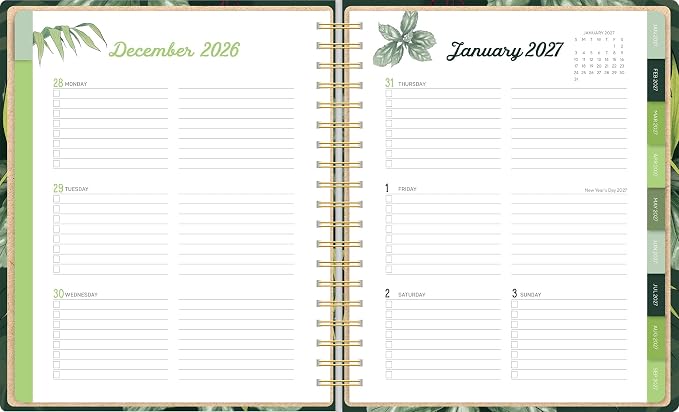 High Note 2027 Planner, 17-Month Weekly & Monthly Hardcover Planner: August 2026 to December 2027, 9" x 10", Greenery with Notes, Lists & Reference Pages + Sticker Sheet