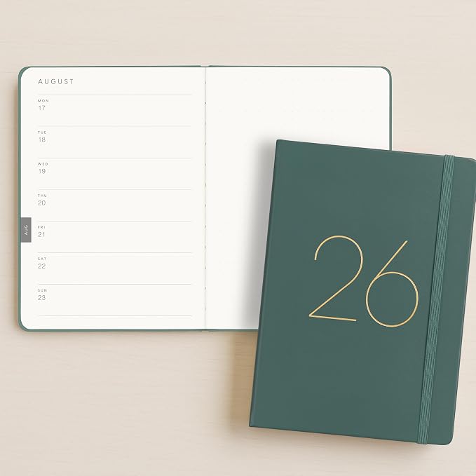 And Per Se 2026 Planner, 15 Months Hardcover Daily, Weekly & Monthly Planner, A5 size, 100GSM Thick Paper, Back Pocket, 5.7" x 8"(Forest Green)