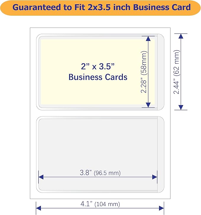 IMAGAME Clear Adhesive Business Card Pocket swith Side Open for Loading, 50 Pack, Plastic Labels Holders for Storage Bins and Library Card, Ideal for Organizing and Protecting Your Business Cards
