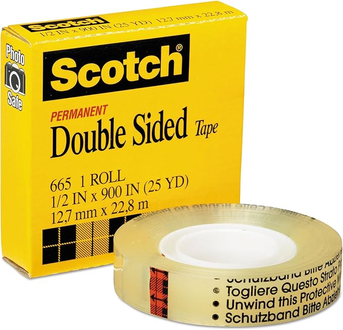 Scotch 3M 66512900 Double-Sided Tape, 1/2-Inch x 900-Inch, 1-Inch Core, Clear, 1/Roll