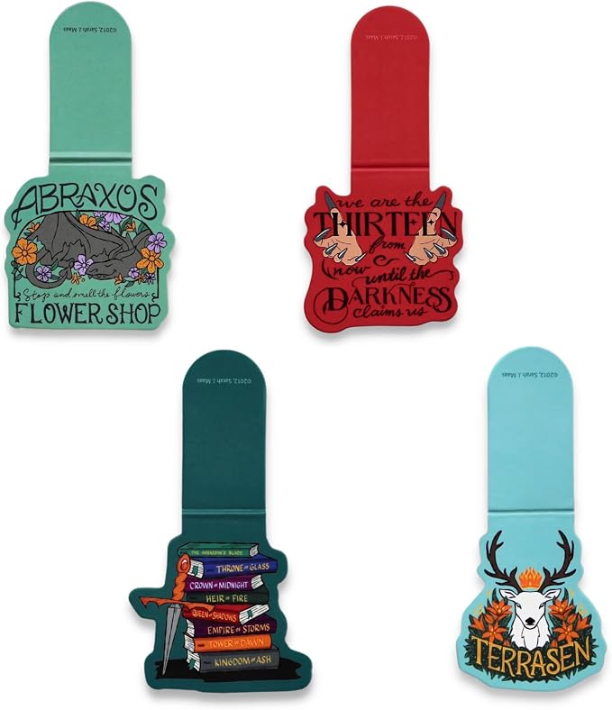 Conquest Journals Throne of Glass Magnetic Bookmark Set, 4-Pack Bookmarks, Bookish Page Clips with Magnets, Fantasy Romance TOG Designs, Gifts for SJM Readers, Officially Licensed Sarah J. Maas Merch
