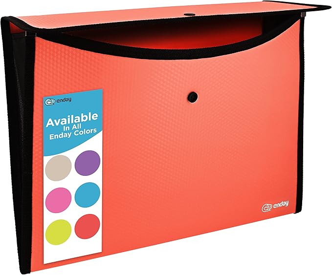 Square Flap Document Holder Red, Expanding File Folder, A4 Letter Size Reusable Filling Envelopes, Snap Closure Wallet File Pouch Also Available in Pink, Purple, Green, Blue, Grey, 1 Pc– By Enday