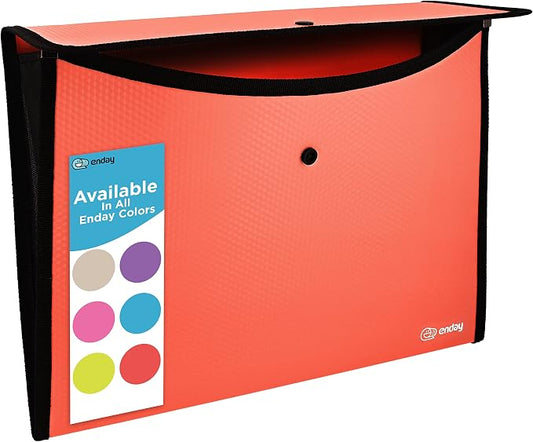 Square Flap Document Holder Red, Expanding File Folder, A4 Letter Size Reusable Filling Envelopes, Snap Closure Wallet File Pouch Also Available in Pink, Purple, Green, Blue, Grey, 1 Pc– By Enday