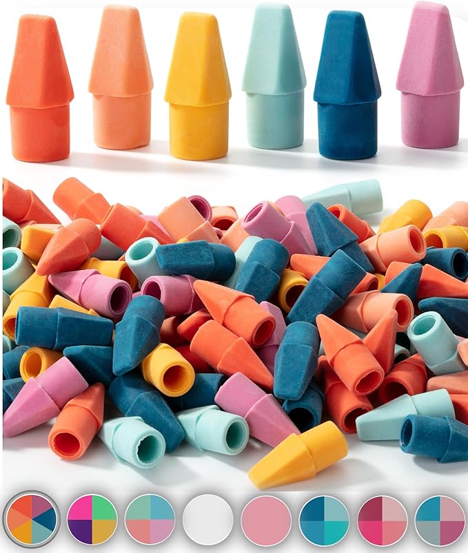 Mr. Pen- Pencil Eraser Toppers, 120 Pack, Vintage Colors, Cap Erasers, Pencil Top Erasers, Eraser Tops