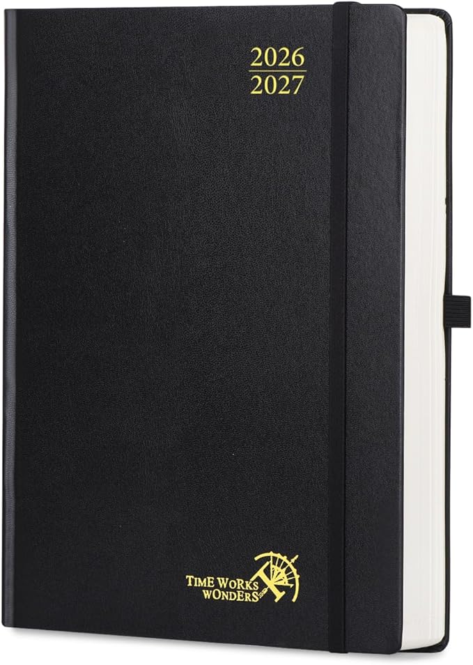 POPRUN 2026-2027 Daily Planner One Page Per Day Even Weekends (A4 Large Size - 8.5" x 12") - Academic Calendar Book(July 2026 - June 2027), 2026 Day Appointment Book, Hardcover - Black
