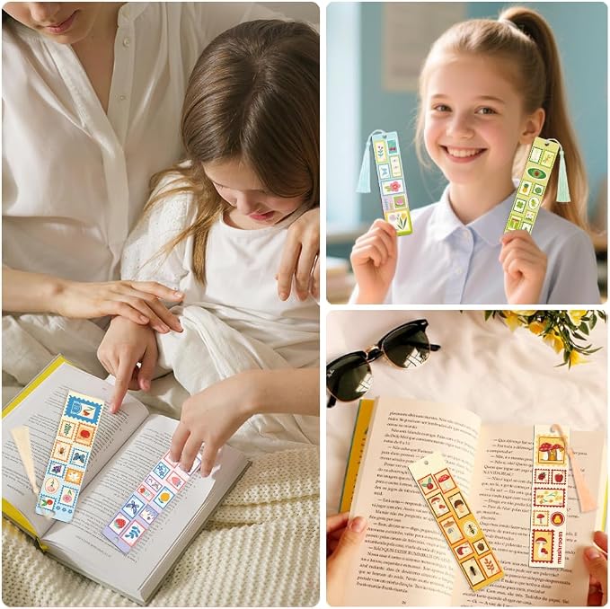 Peacoblue 30pcs UV DTF Bookmarks Transfer Stickers Wraps Stamps for Women Men Reading, Waterproof Bookmarkers Decal(No Blank Bookmarks) for Acrylic Plastic Metal Blank Bookmark