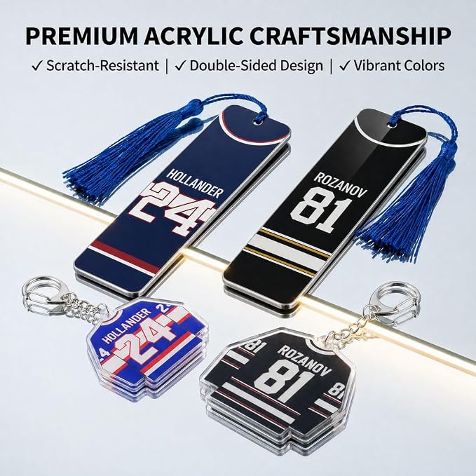 6 Pcs Hockey Romance Rivals Merch Set, 81 & 24 Jersey Number Metal Bookmarks Keychains and Enamel Pins Bundle, Bookish Reader Gifts Accessories for Women BookTok Fans