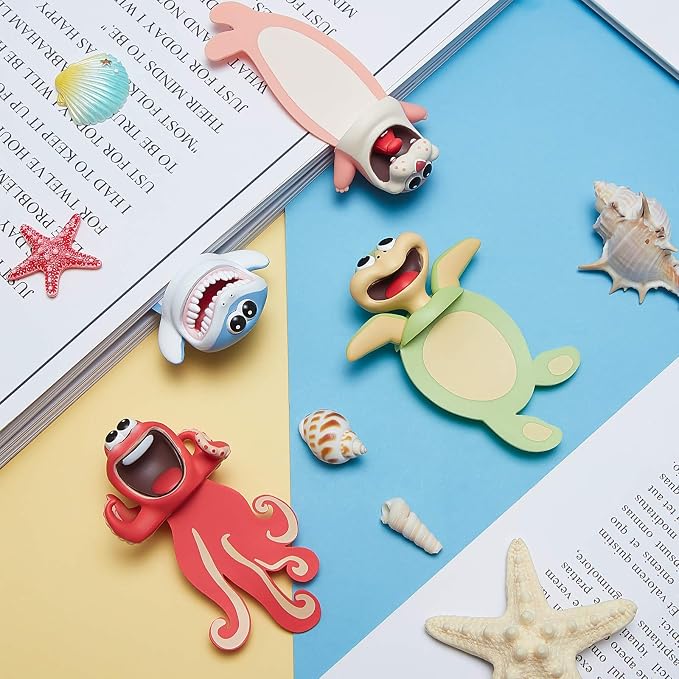 Cartoon Bookmarks, 3D Stereo Original Animal Page Mark, PVC Ouch Ocean Series, Funny Cute creatived Gifts for Kids, Adult (Seal)
