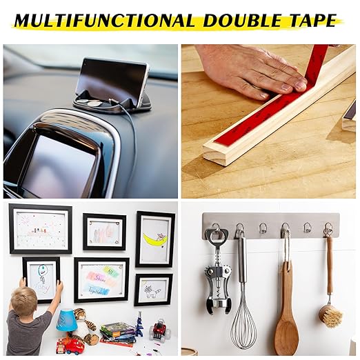 EMITEVER Heavy Duty Double Sided Tape 2 Rolls, 1 Inch x 16.4FT Acrylic Foam Mounting Tape, Two Sided Adhesive Tape, Waterproof & Strong Double Stick Tape for Walls, Automotive, Home Office Decor