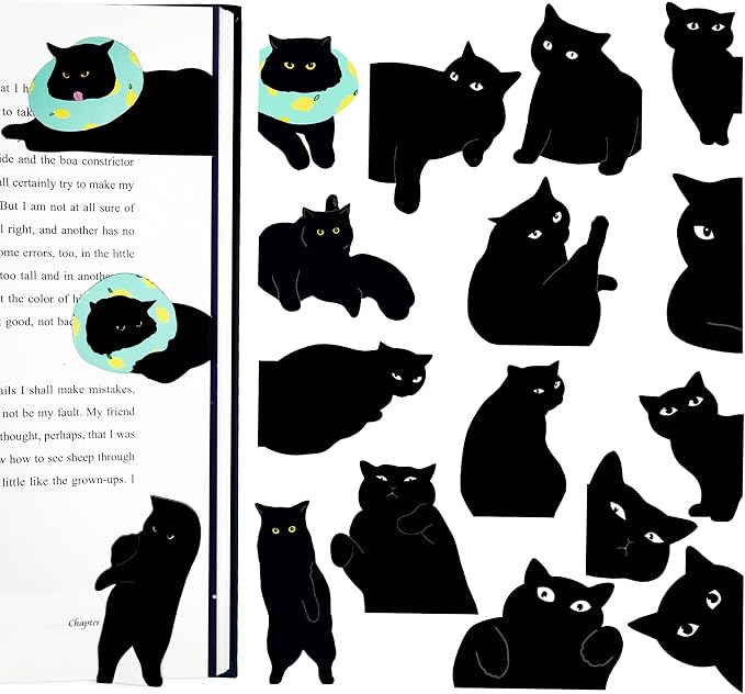 SONAME 18 Pieces Magnetic Bookmarks - Cute Cat Page Markers for Book Lovers,Book Markers Clip for Student Teacher Reading (ABC)