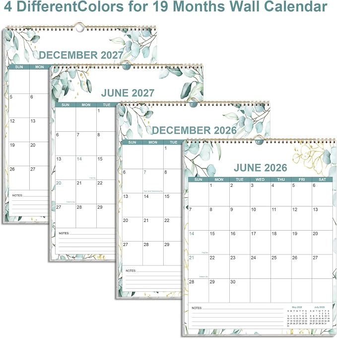 2026-2027 Calendar - Calendar 2026-2027 from June 2026 - December 2027, 19 Months Calendar/Planner with Thick Paper, 12" x 14.5", Vertical, Leaf