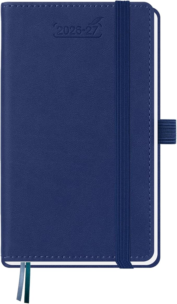BEZEND Pocket Planner 2026-2027 Weekly and Monthly (3.5" x 6") 18 Months Small Academic Calendar (Jul 26-Dec 27) Ideal for Students, Work & Home, Storage Pocket, PU Leather Hardcover -Blueberry