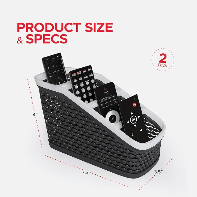 Remote Control Holder (Set of 2) Remote Caddy, TV Remote Control Organizer, 4 Compartment Remote Keeper Storage, Remote Organizer for Table, Desktop