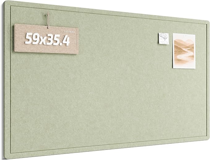 Fluxnara Bulletin Board,Cork Board Alternative with Safe Removable Adhesive Tabs, Foldable Felt Pin Board for Home Office, Classroom, Bedroom,Entryway for Walls (Sage, 59 x 35.4 inches)