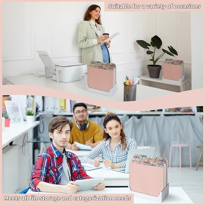 1 Set 25 Pcs Alphabetical File Organizer 12 Colors A-Z Top Tab Alphabet File Cabinet Dividers Letter-Size 1/5 Cut Tab File Folder Guide 500 GSM Heavyweight Manila Cardboard for Office Home School Desk