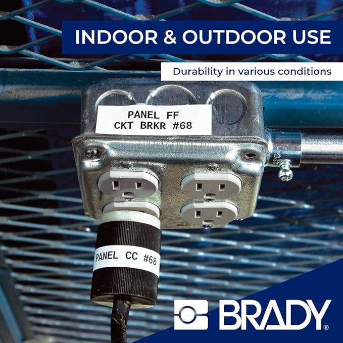 Brady Authentic (M5C-1500-595-GN-WT) All-Weather Permanent Adhesive Vinyl Labels 1.5 in W x 25ft White on Green. for use with BMP51, M510, and M511 Label Printers.