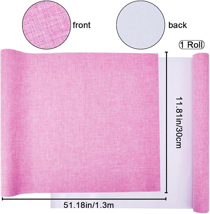 CRASPIRE 51 x 11.8inch Linen Book Cloth for Book Binding Fabric Surface Paper Backed Bookcover Album Scrapbooking Archival DIY Covering Protector Bookcloth Bookbinding Supplies Pink
