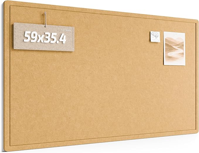 Fluxnara Bulletin Board,Cork Board Alternative with Safe Removable Adhesive Tabs, Foldable Felt Pin Board for Home Office, Classroom, Bedroom,Entryway for Walls (Mustard Yellow, 59 x 35.4 inches)