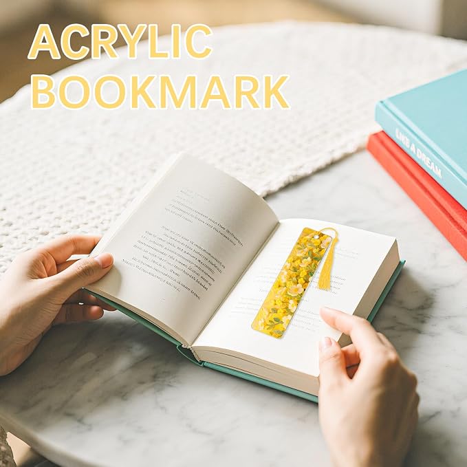 50 Pcs Clear Acrylic Bookmarks Blanks Rectangle, Plastic Book Page Markers Transparent Acrylic Bookmark Blank Bulk with 50 Pcs Book Mark Tassels for DIY Crafting Projects and Gift Tags