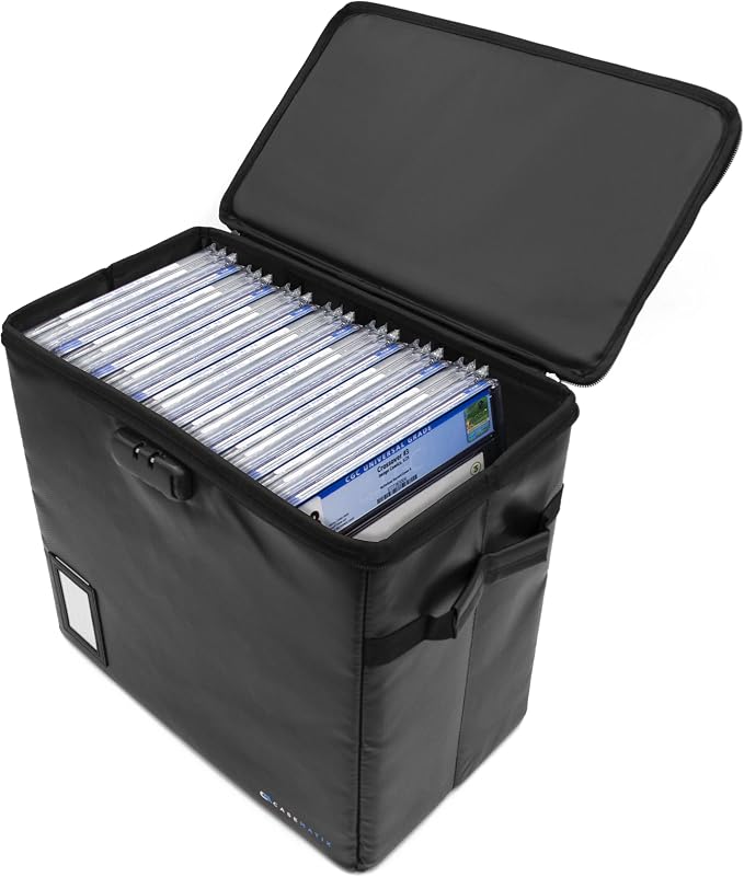 CASEMATIX Graded Comic Book Storage Fits 30 CGC Graded Comics, Hard Shell Fire Resistant Comic Bin with Three Internal Comic Book Box Dividers, Includes Zipper Lock