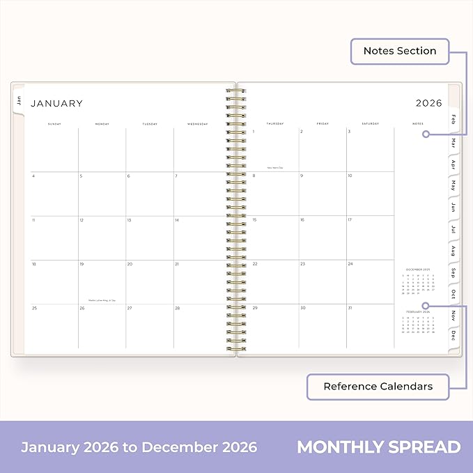 Blue Sky Ashley G 2026 Weekly and Monthly Planner Calendar, January 2026 - December 2026, 8.5" x 11", Flexible Cover, Durable Twin Wire Binding, Laminated Tabs, Pocket & Stickers, Shooting Stars Cream