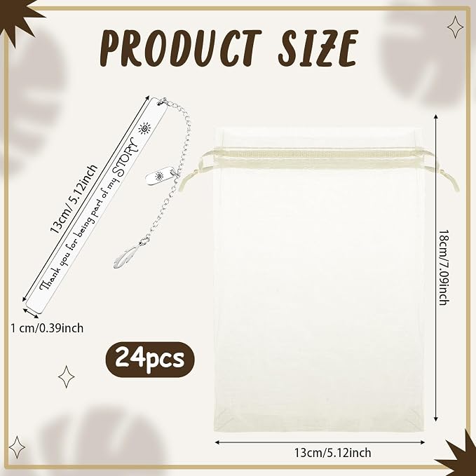 Outus 24 Set Appreciation Gifts for Women Men Bookmark with Chain and Gift Bags for Inspirational Teacher Coworker Valentine Graduation End of Year Retirement Leaving Gift (Thank You)