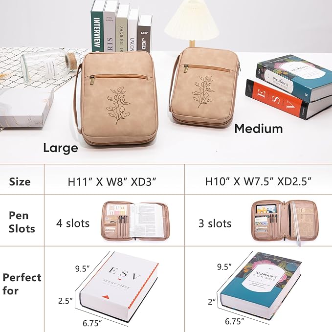 PU Leather Bible Cover - Debossed Bible Case - Carrier - Gift Box with Pocket