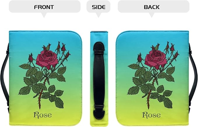 Personalized Bible Cover with Birth Flower, Custom Bible Cover Case for Women Girls, Large Capacity Scripture Bag with Handle