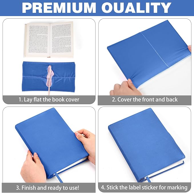 Gilprop 6 Pack Stretchable Book Covers 6-9 Inch Colored Fabric Reusable Book Protector Sleeve for Hardcovers Textbook Protection Supplies(Rainbow Color)