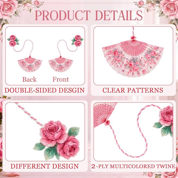 Resurhang 8 Pcs Pastels Teacup Teapot Bookmarks with Floral Design Cute Tea Bag Felt Bookmarks Gift Bulk for Mother, Tea Party Favors, Teacher, Book Lovers, Unique Gift for Women (Pink Dream)