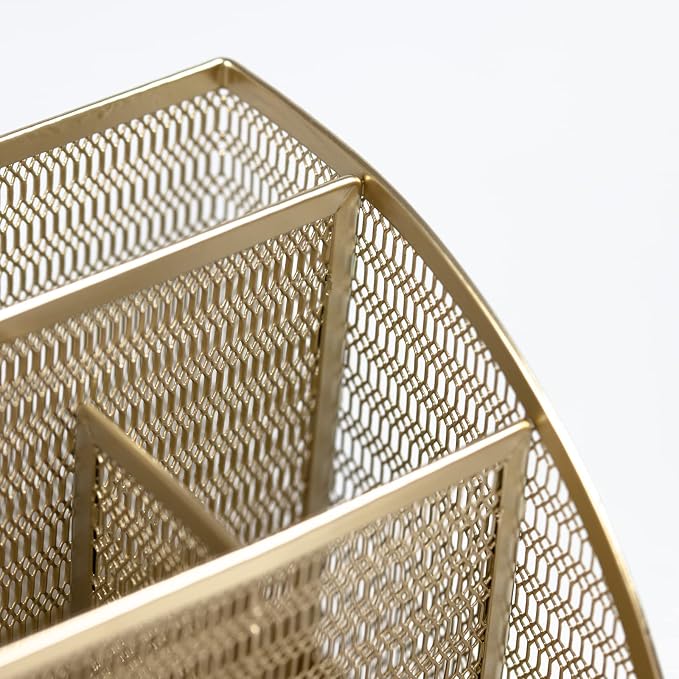 BLU MONACO | Gold Desk Organizer with Drawer | Metal Desktop Caddy with Six Compartments for Office Supplies | Stylish Desk Organizers and Accessories for Home or Office