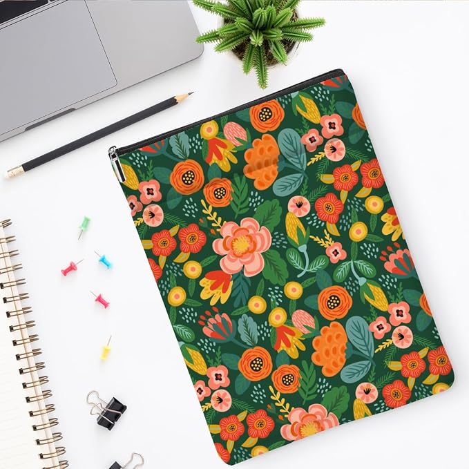 jeilink Book Sleeve Book Protector Book Pouch Book Lovers Gifts Bookish Gifts Book Cover with Zipper for Hardcover Paperback Washable Book Floral Printed Gift Bag for Women Aunt Birthday, BookCover