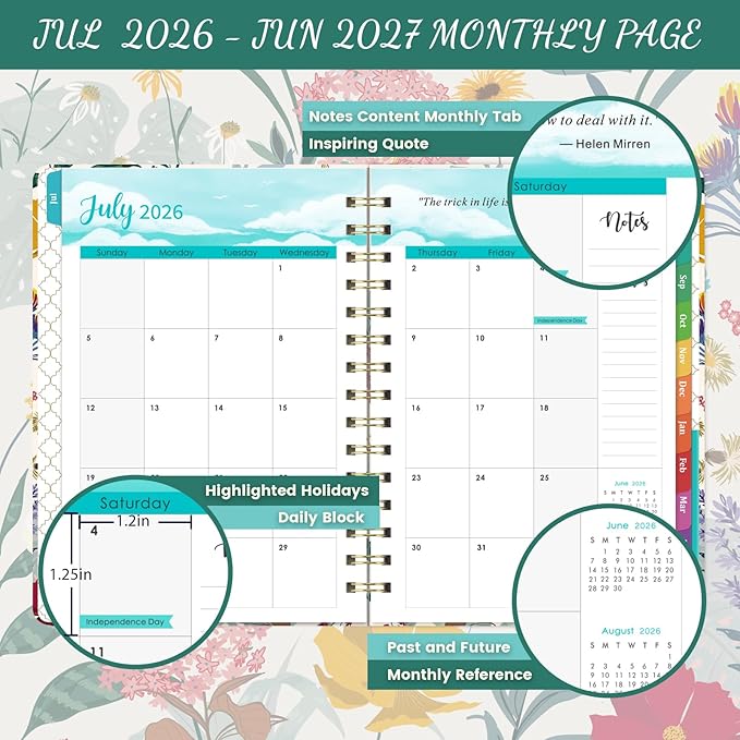 Planner 2026-2027 - Academic Planner from July 2026 - June 2027, 6.4" x 8.5", 2026-2027 Planner Weekly and Monthly, Hardcover, 12 Monthly Tabs, Thick Paper
