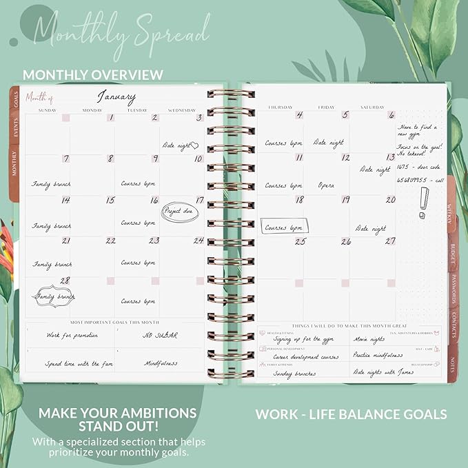 PLANBERRY Hourly Schedule Planner Premium – Undated Weekly Organizer with Time Slots & Monthly Budget – Time Management, Goal Setting, To-Do List & Habit Tracker –6.9″x8.5″(African Green)