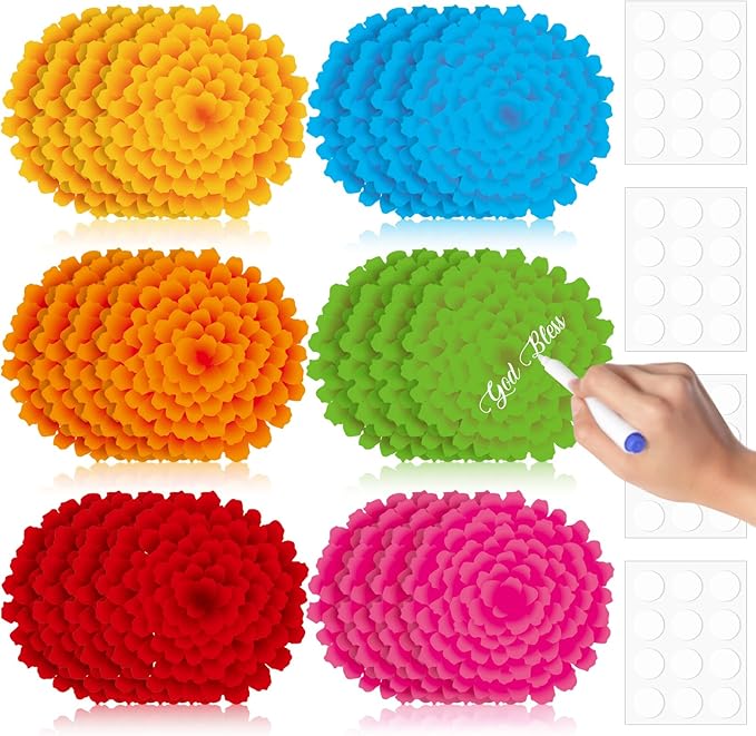 TaoBary 24 Pcs Day of The Dead Decorations Marigold Flower Paper Cutouts 7.09in Dia De Muertos Party Decorations Marigold Flower Bulletin Board Decor for Mexican Halloween Classroom Altar Wall Crafts