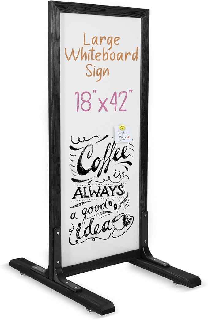 Ilyapa Large Whiteboard Sign - Free Standing Magnetic Sidewalk Sign - Outdoor Menu for Restaurant, Food Truck, Party, or Wedding - 42x18 Inch - Black