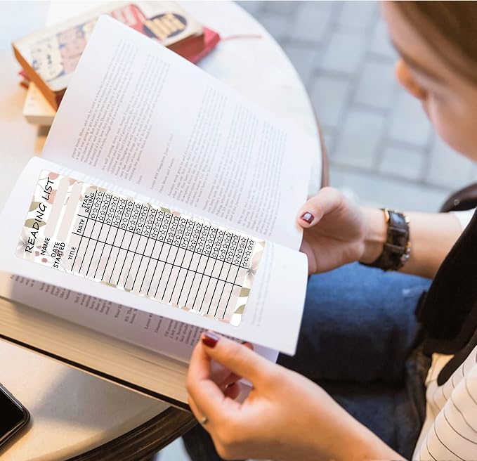 Reading List Bookmark Tracker 3x8 Inch Personal Libraries Cards 100 Pcs Book Tracker Reading Page Cards Book Reading Log for Reading Student Lover Readers Literary Gifts,Book Accessories Thick