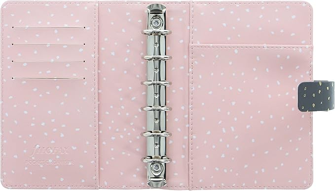 Filofax Confetti Organizer, Personal Size, Charcoal - Leather-Look, Gold Foil Accents, Six Rings, Week-to-View Calendar Diary, Multilingual, 2025 (C028722-25)