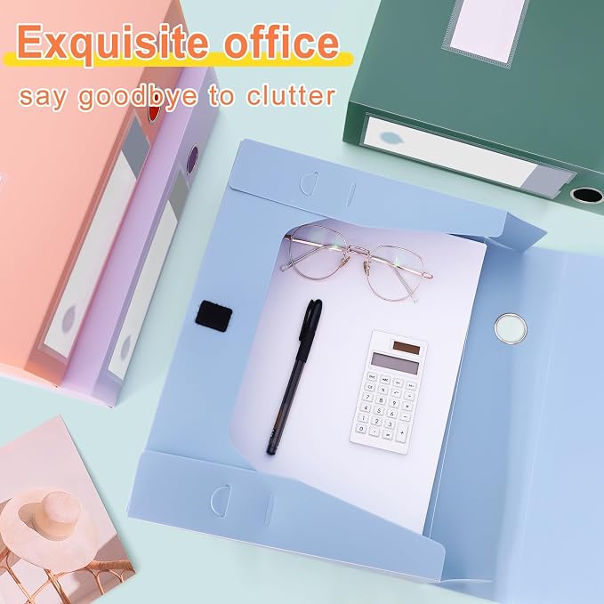 A4 Storage File Boxes Large Capacity Plastic Archives Cases with Lid, 75mm deep, 4 Colores Folding Document Storage Box for Office、Homes and School