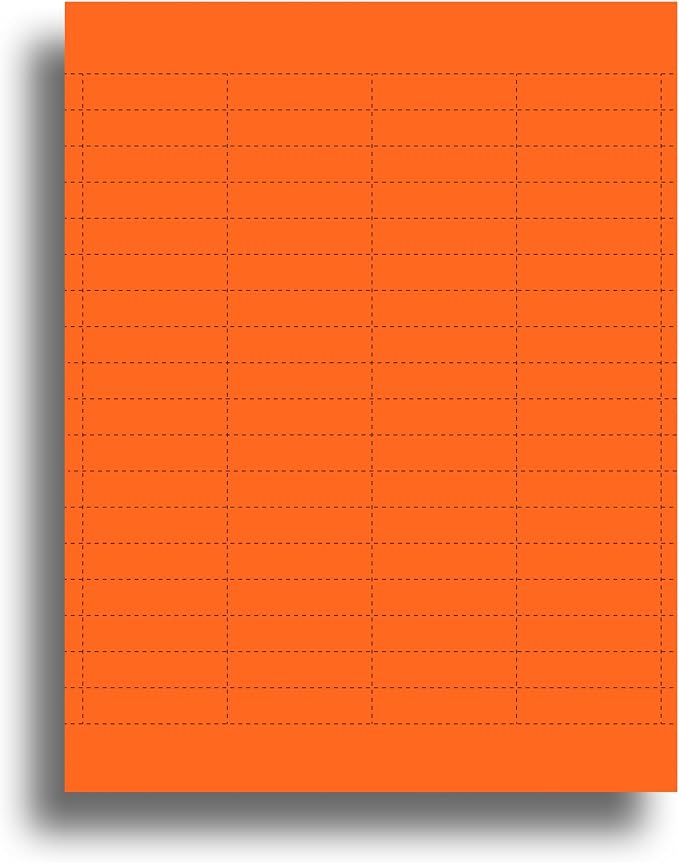1/5 Cut File Folder Tab Inserts - High Visibility Hanging File Folder Printable Tabs for Inkjet & Laser Printers - 72 per Sheet - 10 Sheets / 720 Inserts (Orange)
