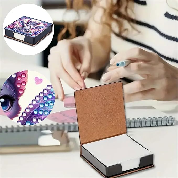 Diamonds Painting Kit Note Box,Memo Paper Storage Box Diamond Art,Sticky Note Holder Diamond Art,Diamond Painting Memo Pad For Office Desk. (Cat2)