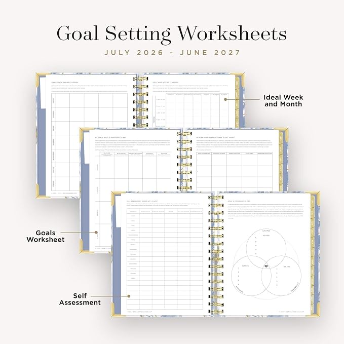 Day Designer 2026-2027 Mini Daily Academic Year Planner Calendar, July 2026 - June 2027, 6" x 8.125", Glossy Laminated Cover, Wirebound, Laminated Tabs, Storage Pocket, Includes Stickers & Snap-In Ruler, Azure