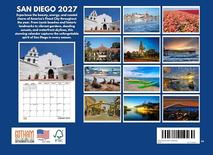 San Diego Calendar 2027 Monthly Wall Calender 12 Month