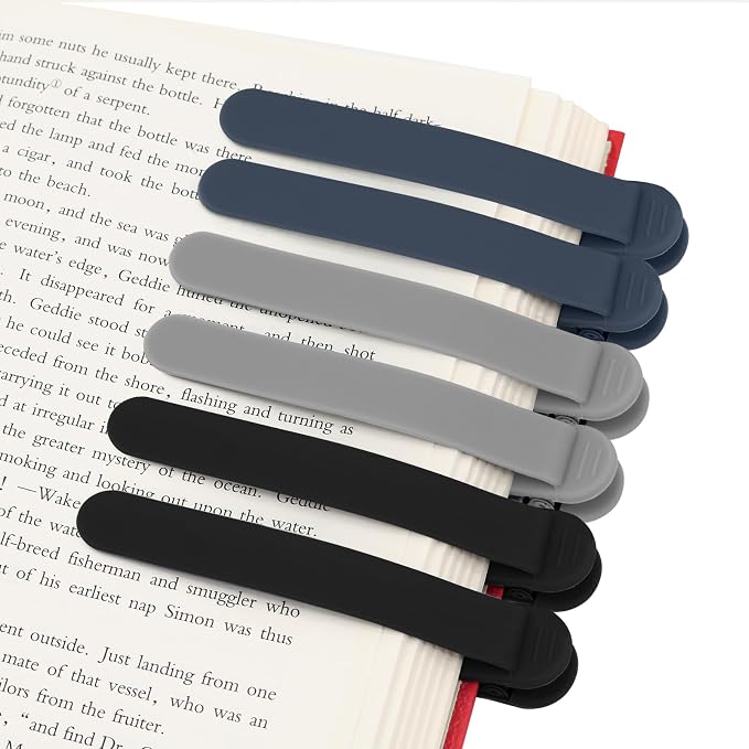 SMUK 6 Pieces Silicone Bookmark, Unique Automatic Bookmarks for Book Lovers Reading Women Men Teens Teachers, Book Mark Book Page Keeper Reading Gifts for Reading Lovers