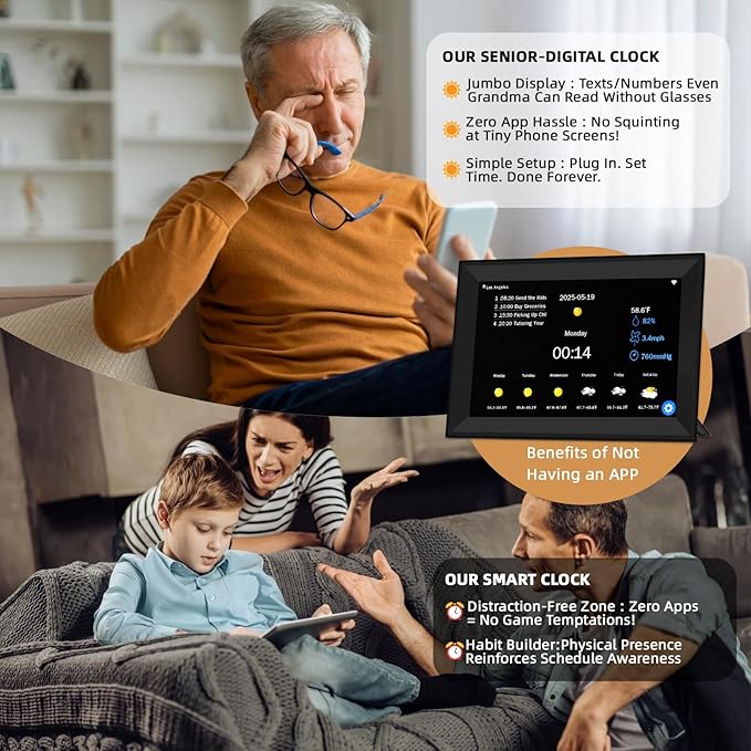 WiFi Digital Calendar Clock, Smart Touchscreen Electronic 2026 Calendar Family Planner for Scheduling/Organizing/Reminders,No APP(10.1inch Black)